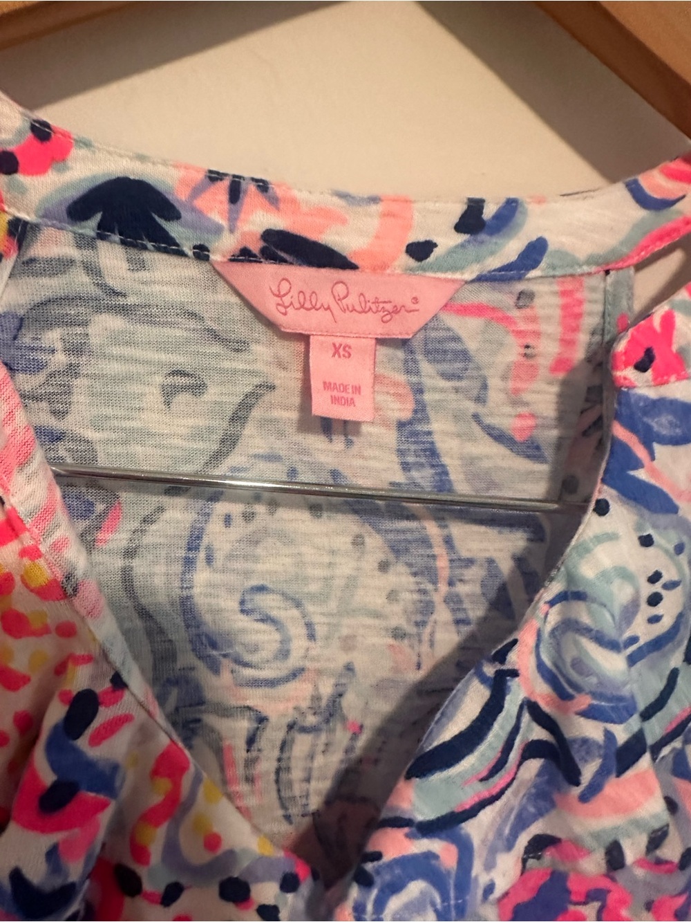 Lilly Pulitzer XS Colorful Ruffle Shift Dress Sleeveless Pink Blue - Picture 6 of 8